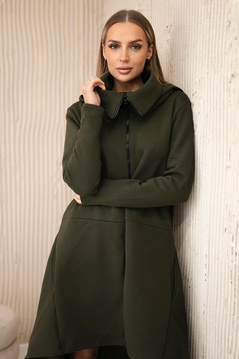 Insulated dress with longer khaki sides