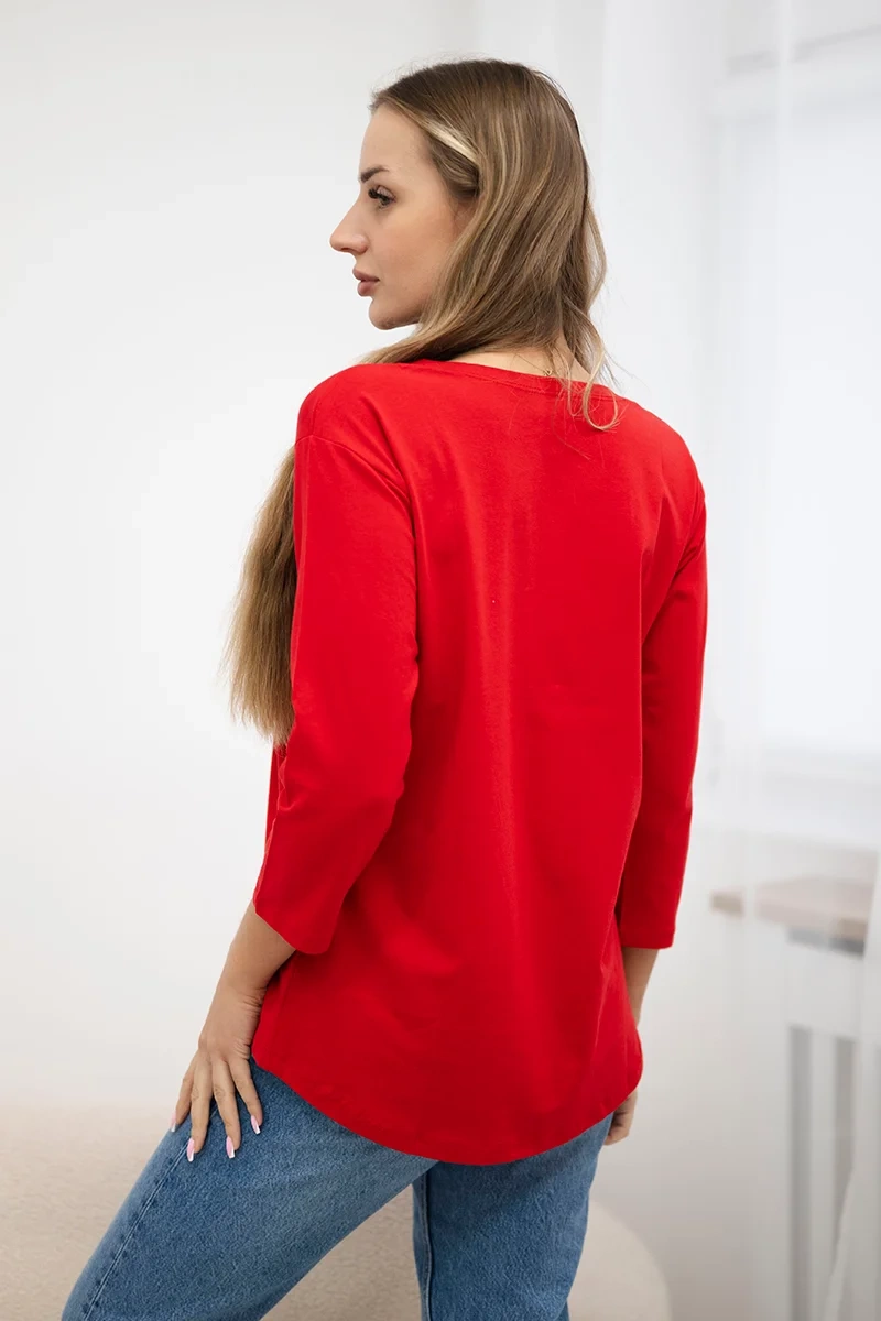 Blouse with 3D Watch red graphics