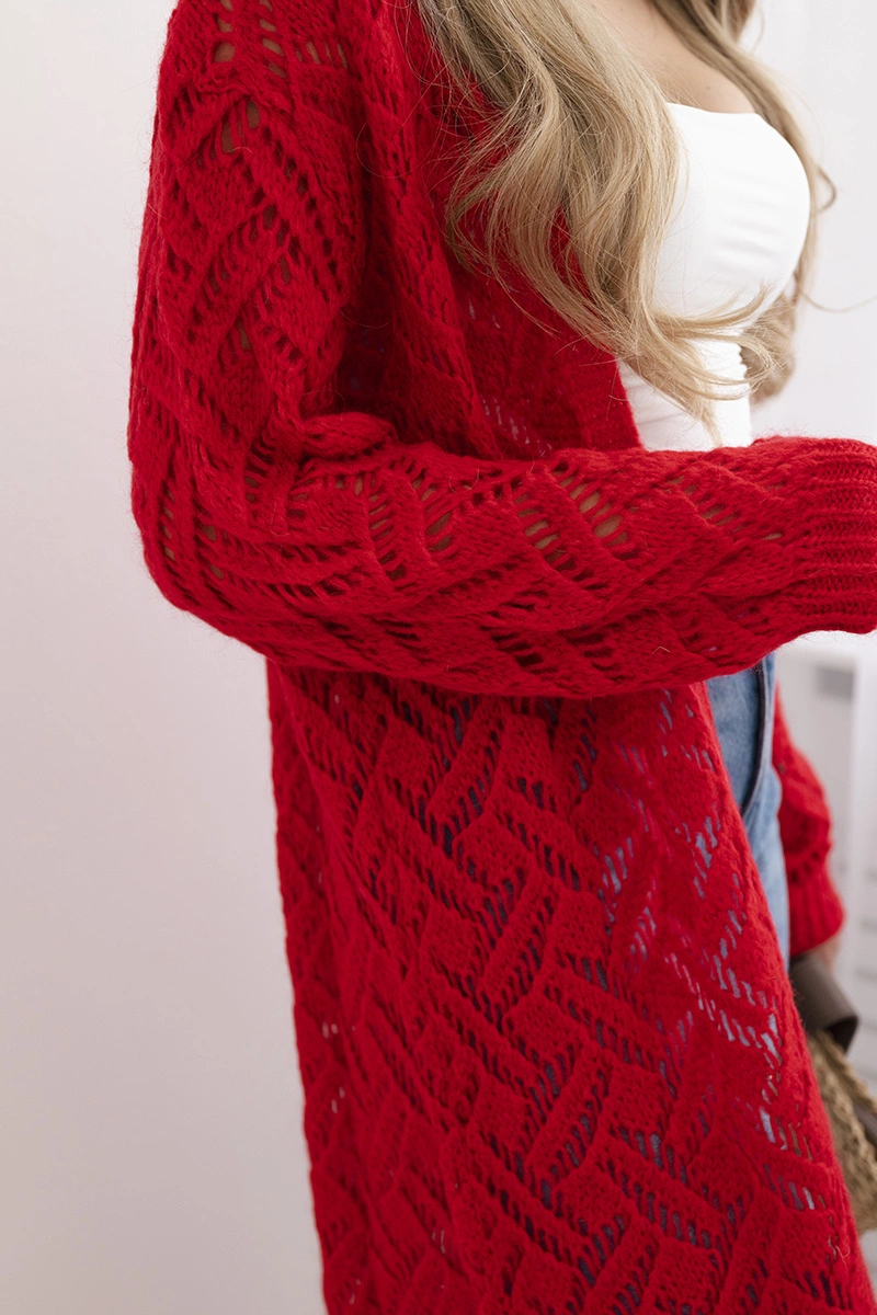 Long cardigan Super KID Mohair red
