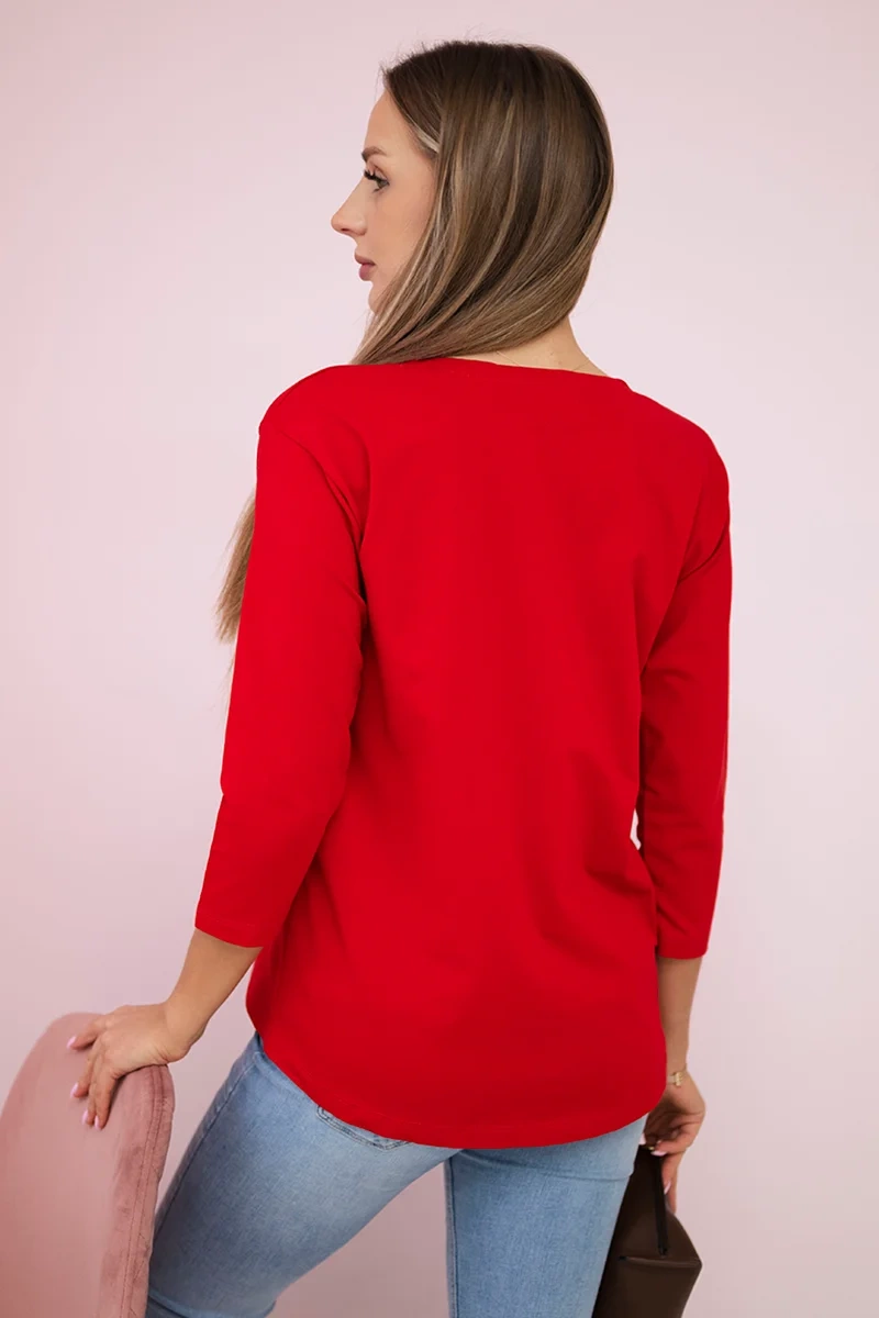 Blouse with graphics and a colorful bow 3D red