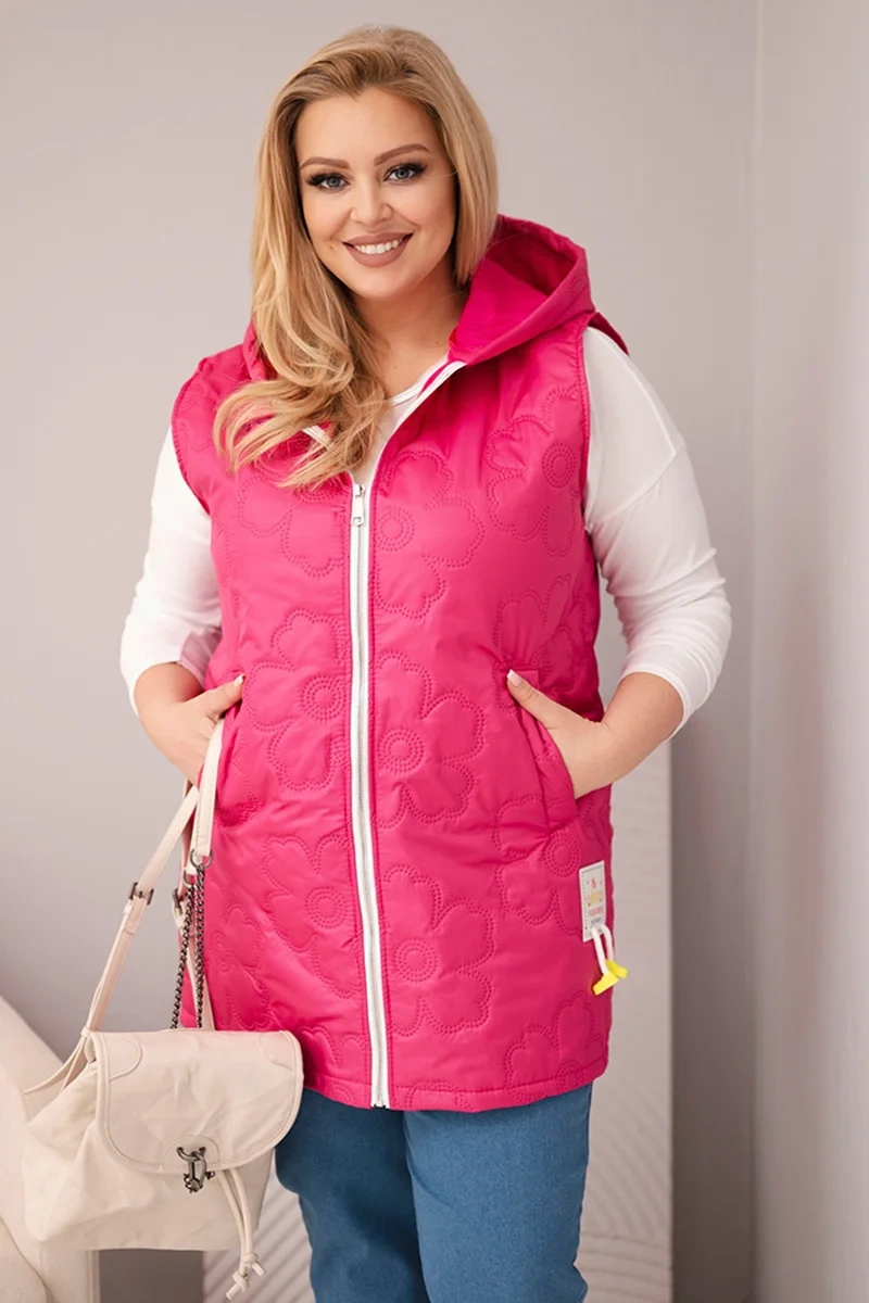 Дамски елек с качулка за големи размери