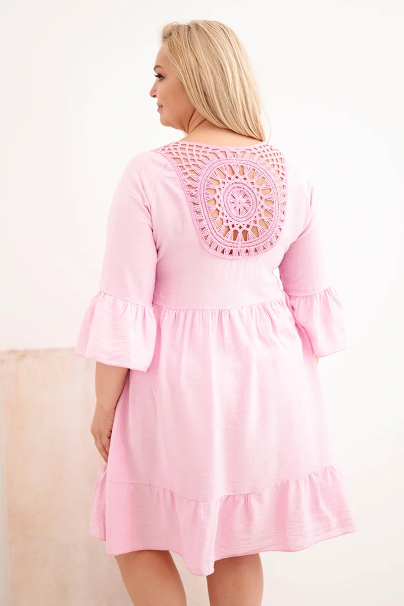 Dámske plus size viskózové šaty s otvoreným vzorom