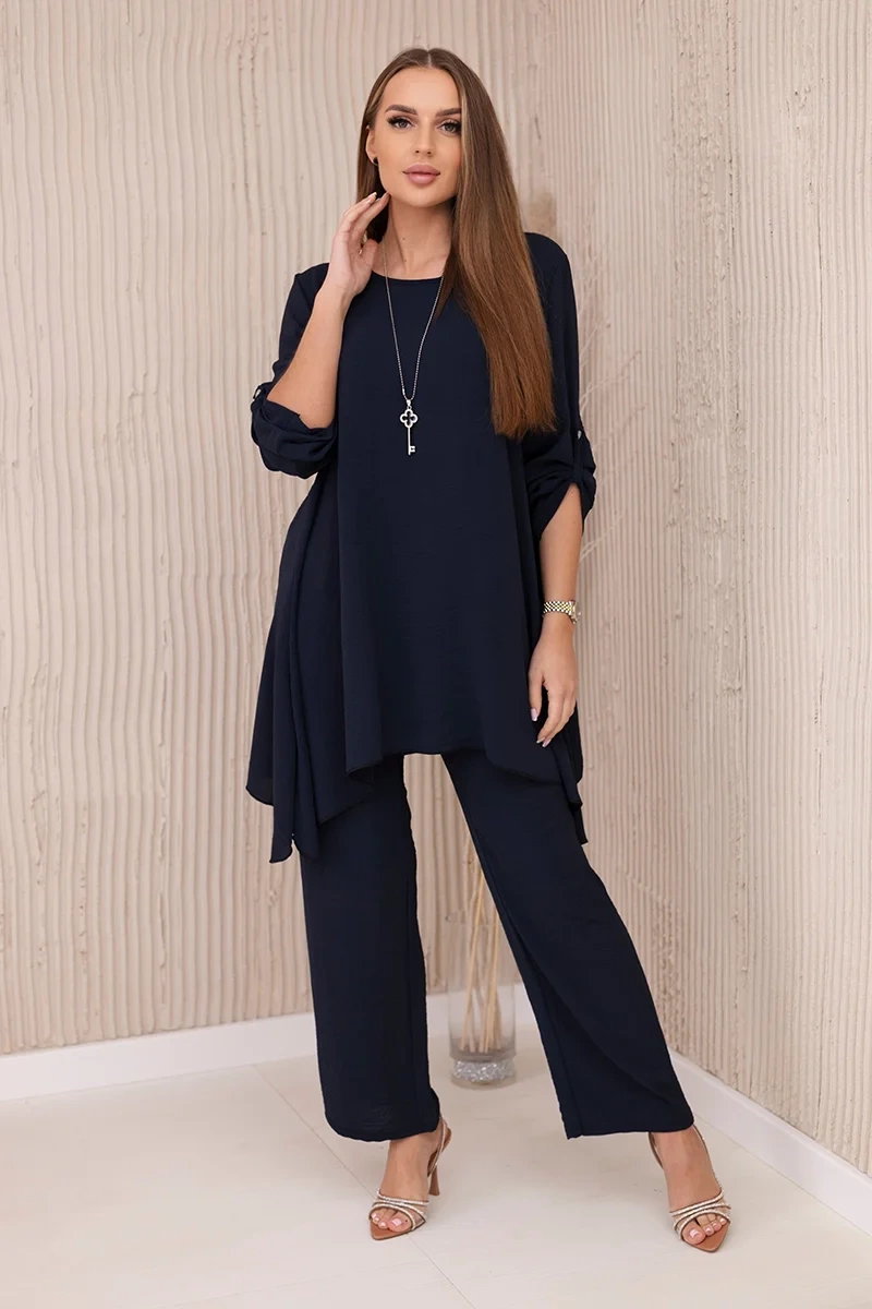 Kesi Włoski Set of blouse + pants with pendant navy blue
