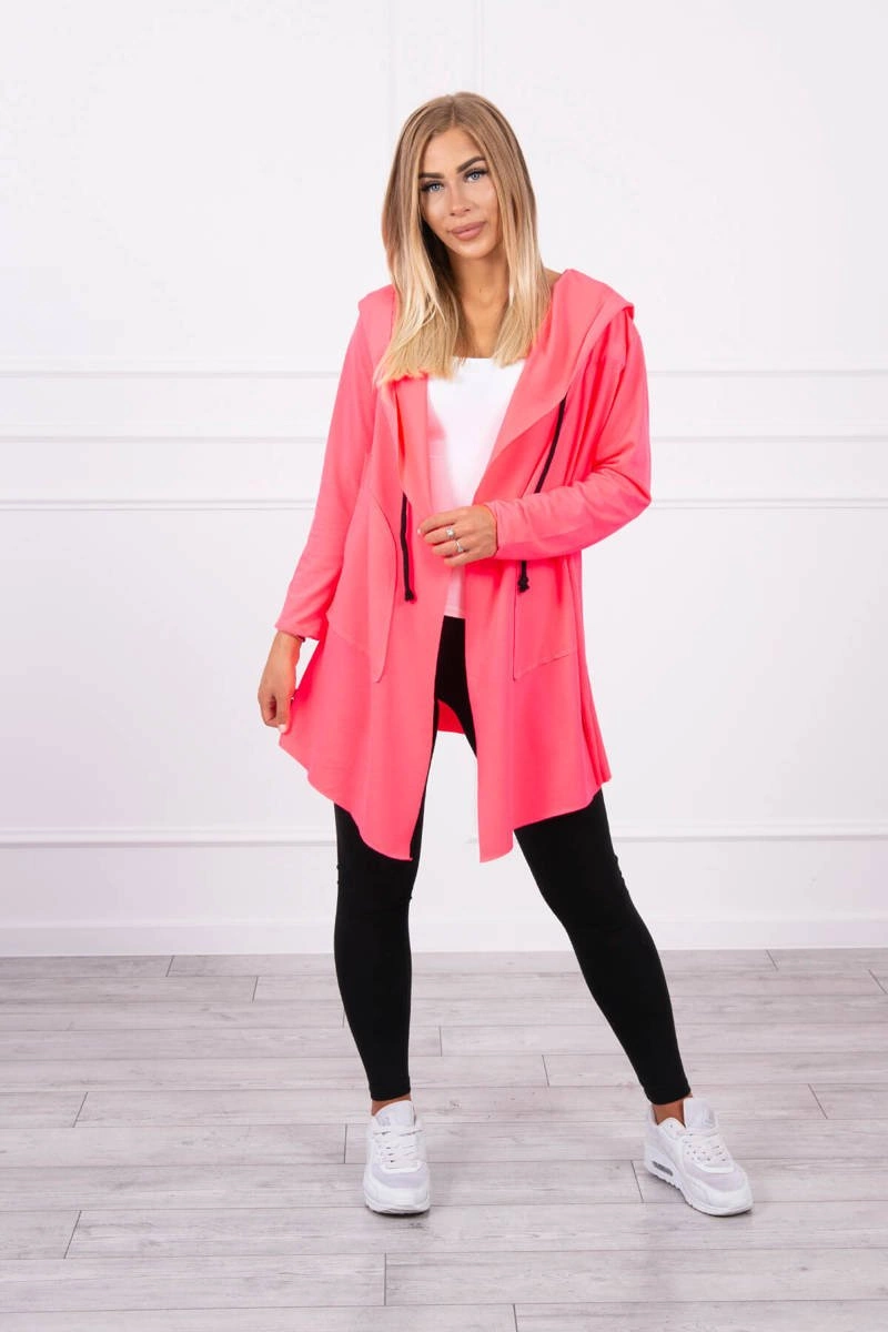 Cape with loose hood pink neon color