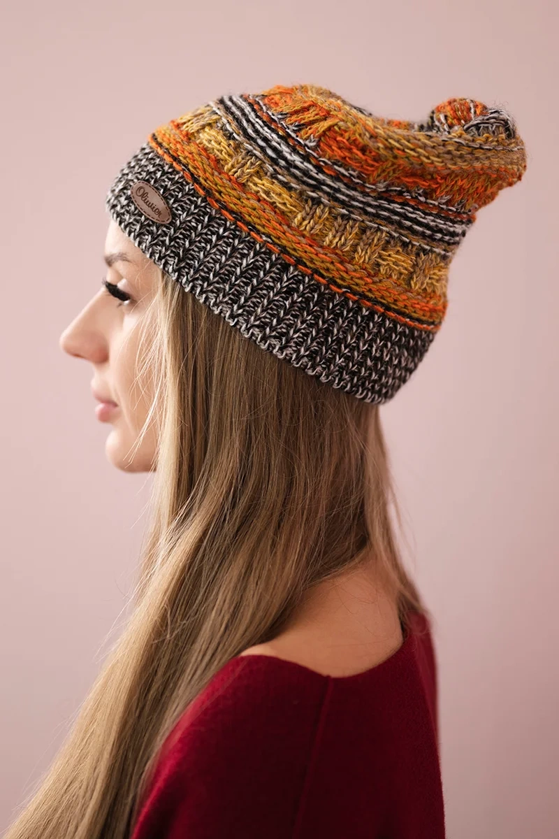 Kesi Cap with fleece Patrycja K254 orange+black
