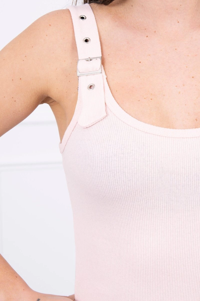 Dress with buttoned straps powder pink