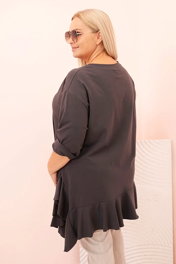 Kesi Włoski Dámska blúzka Plus Size z bavlnou s vreckom a zrolovaným rukávom kiwi