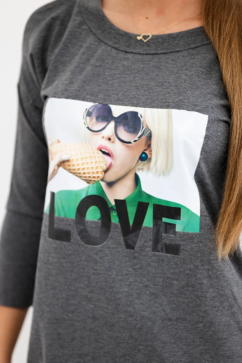 Dress with graphite print of love