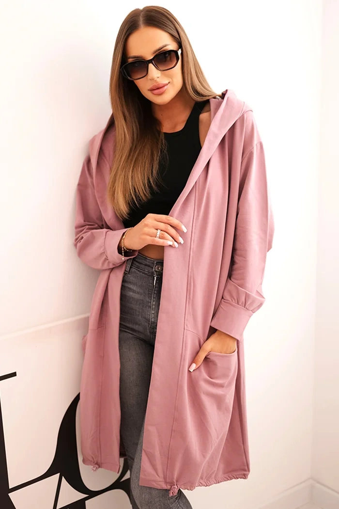 Oversize dark pink cape with hood