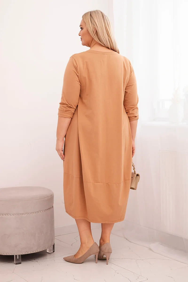 Plus size dámske šaty s vreckami