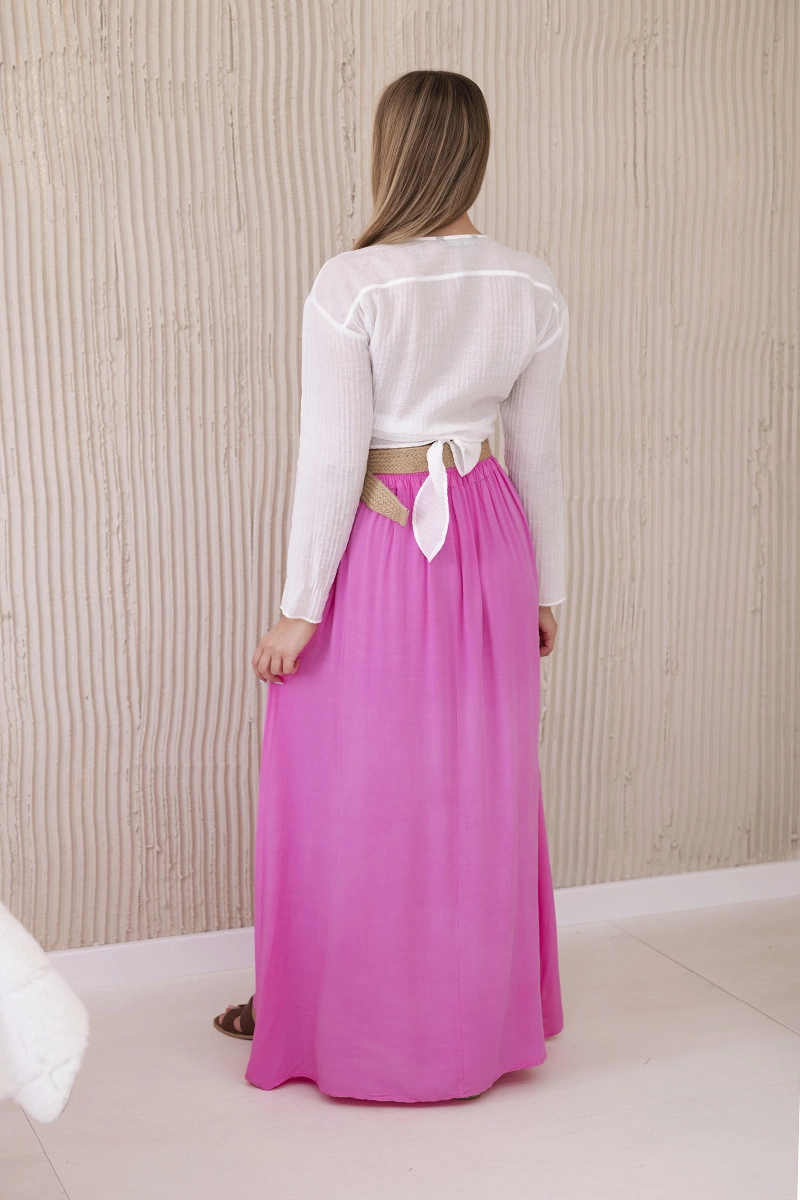 Kesi Włoski Viscose skirt with decorative belt pink