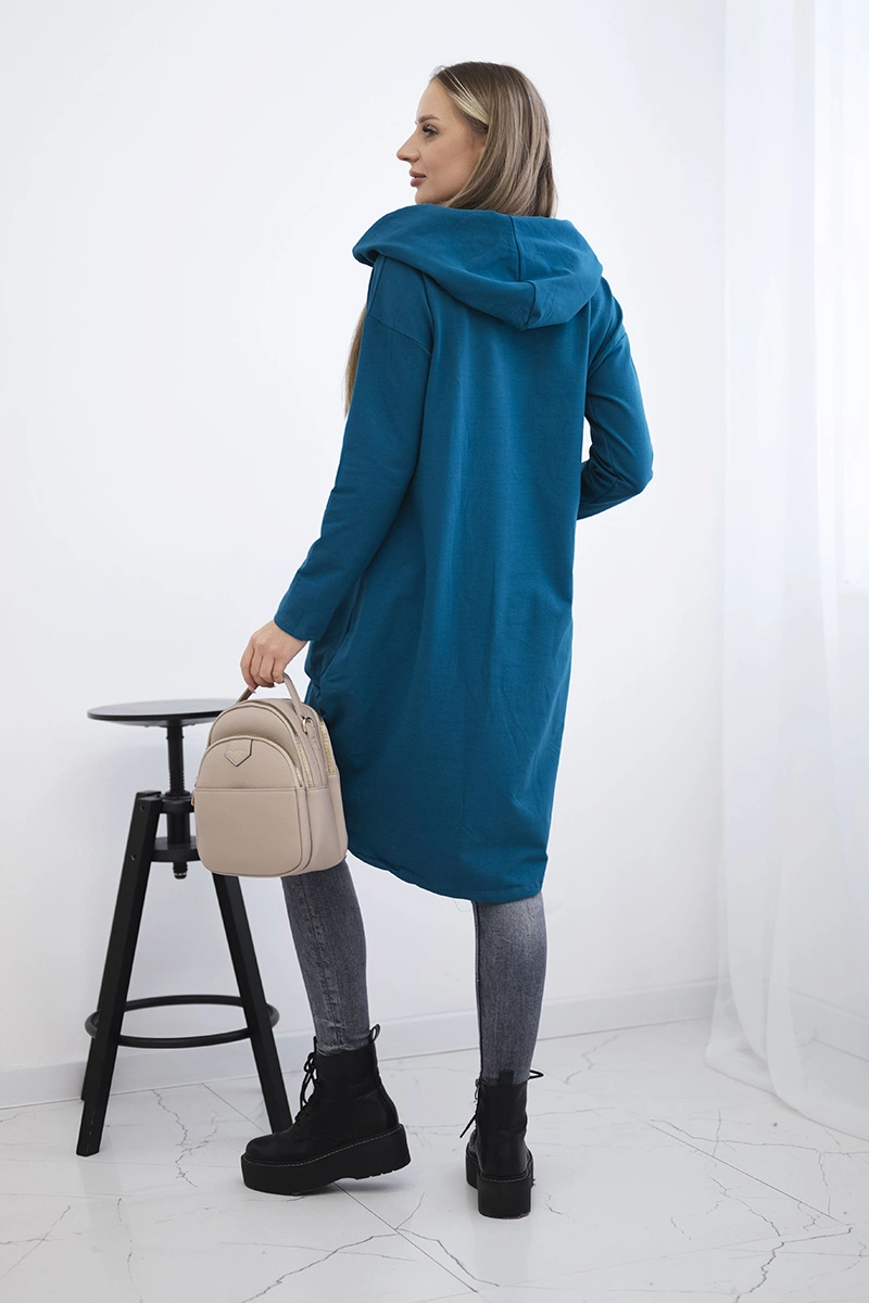 Hoodie with long back and hood marine