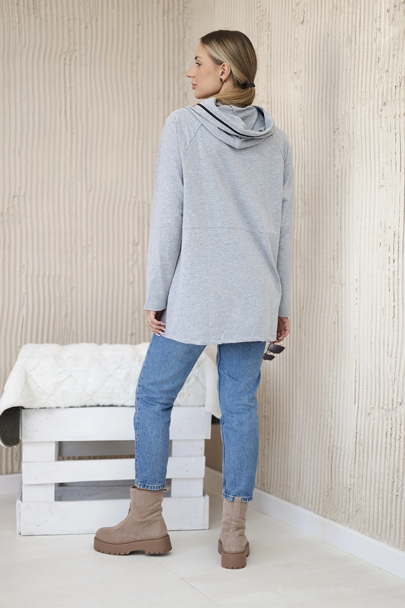 Tunic with zipper on hood Oversize gray
