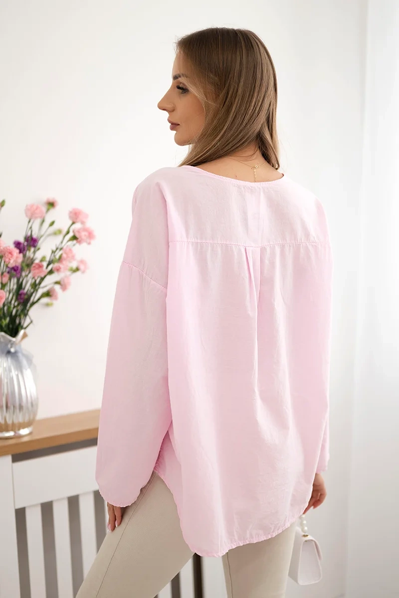 Kesi Włoski Shirt blouse with an embroidered pattern light pink