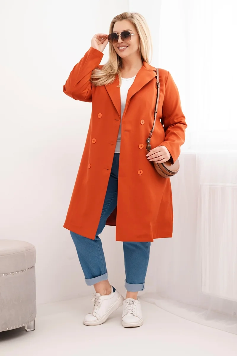 Kesi Plus Size dvojradový dámsky kabát