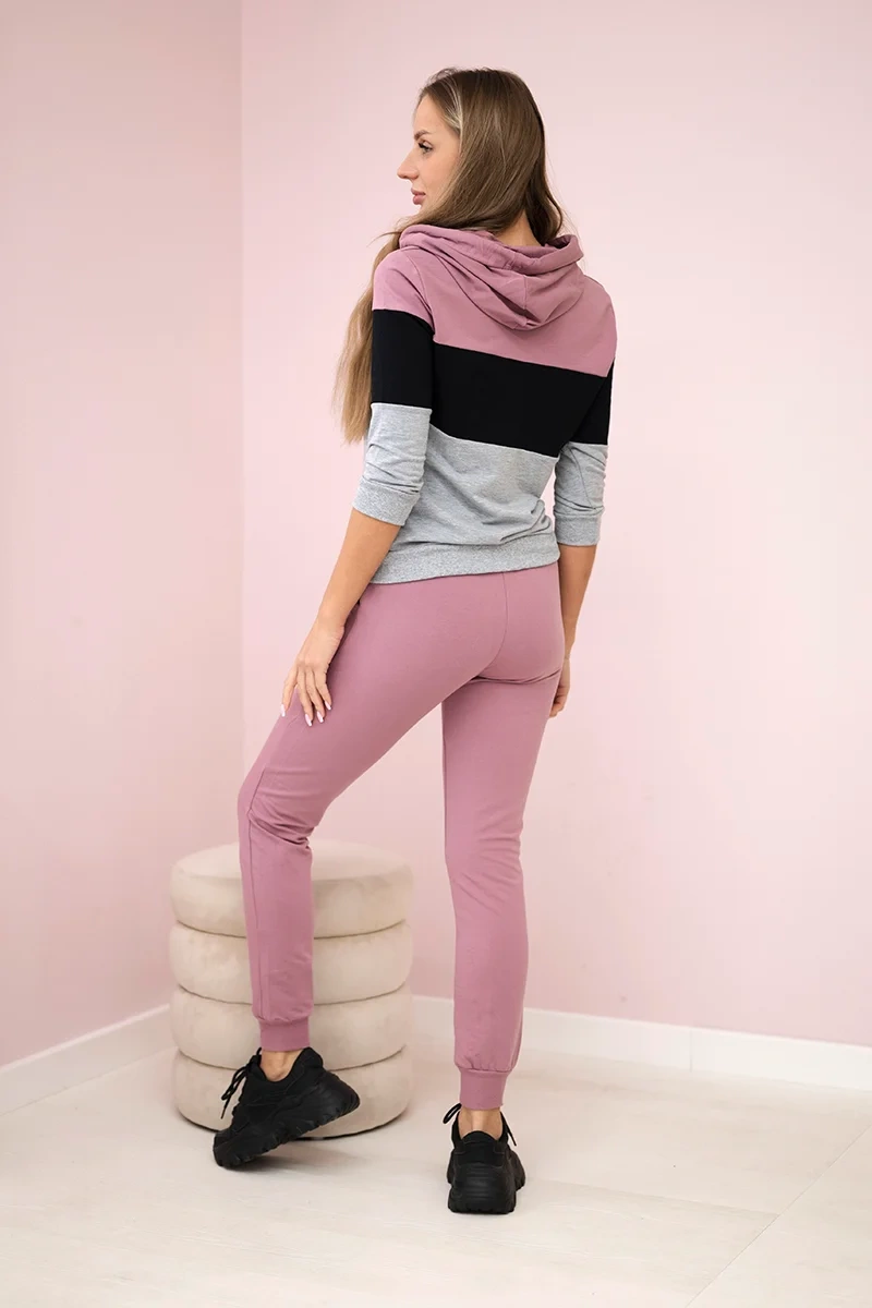 Set with colorful stripes dark pink+black