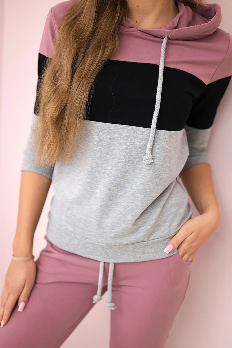 Set with colorful stripes dark pink+black