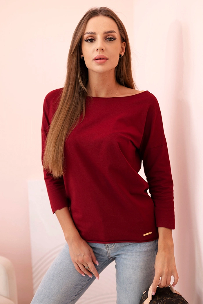 Kesi Women's blouse with a boat neckline burgundy