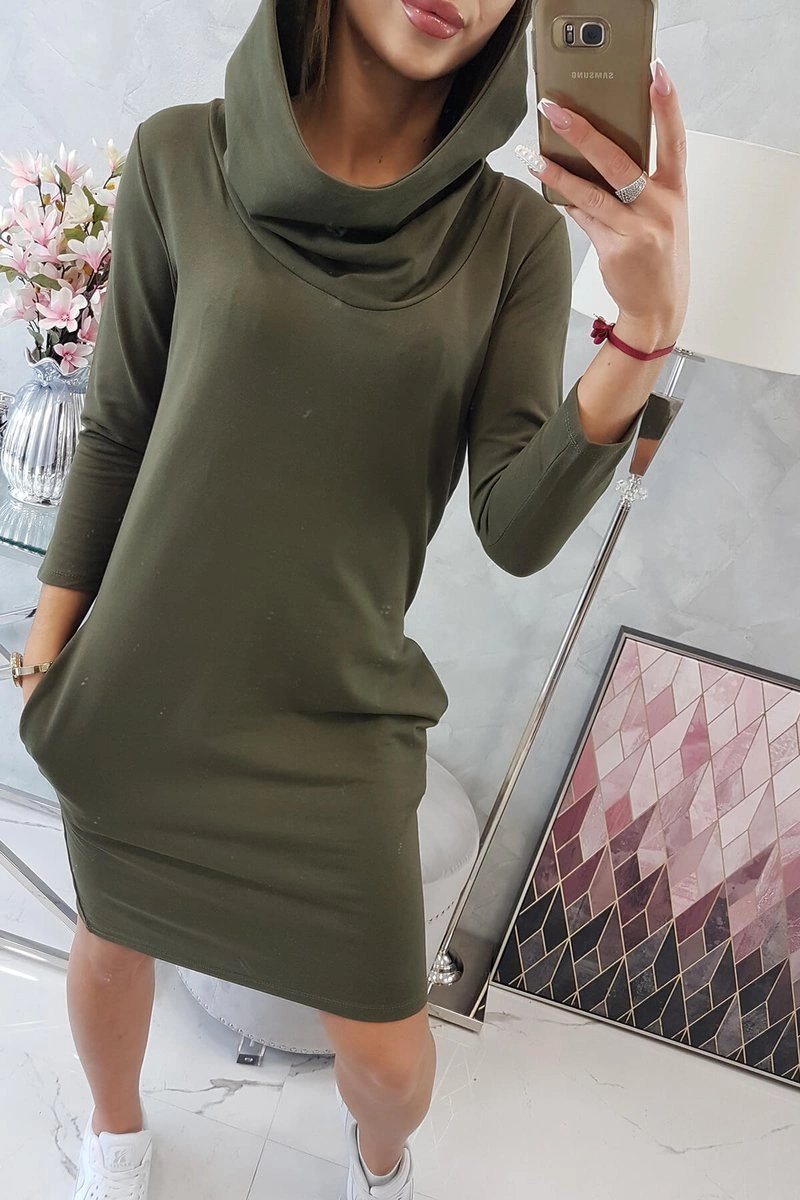 Dress with hood and khaki pockets