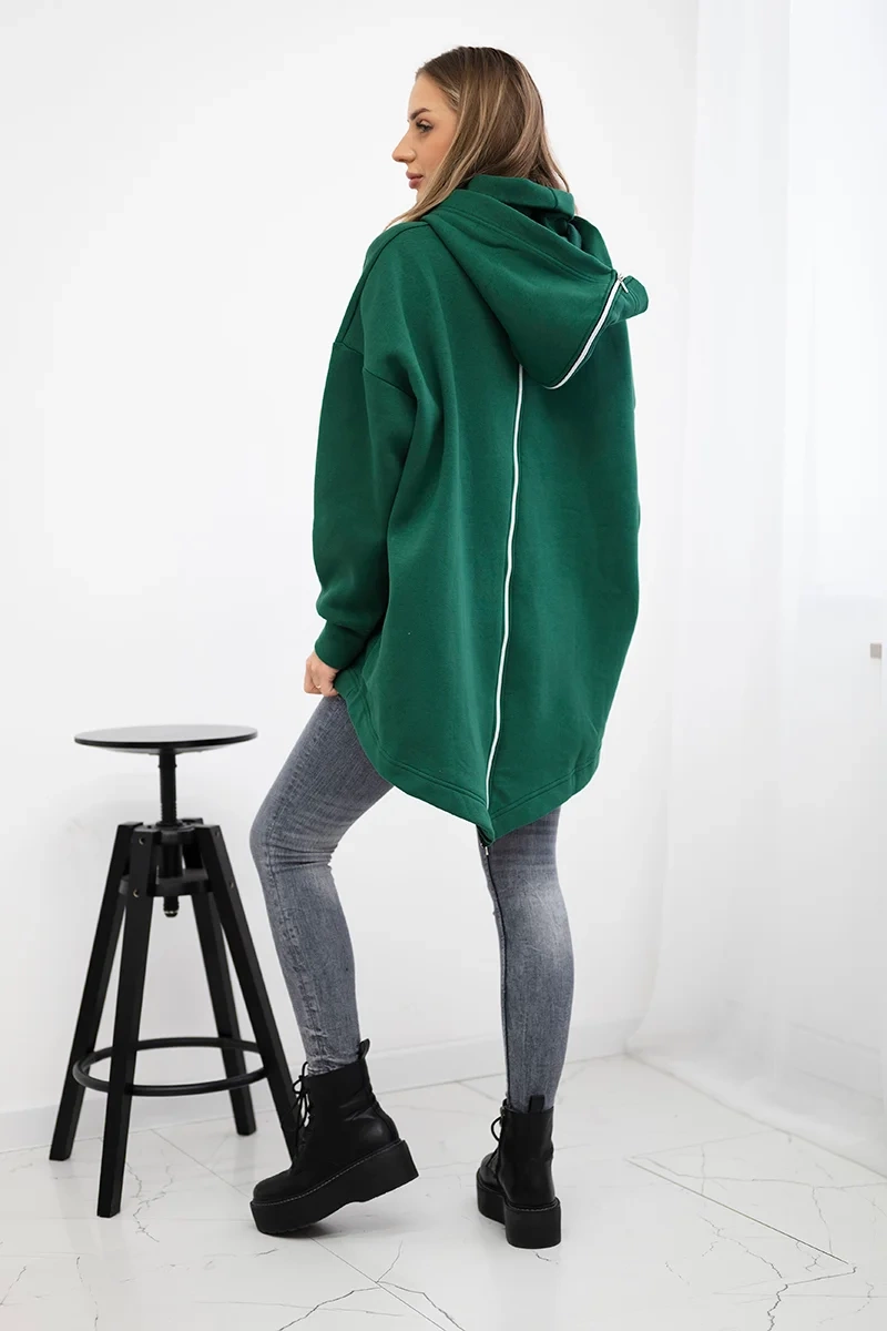 Insulated sweatshirt with back zip dark green