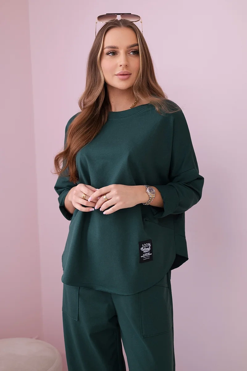 Kesi Włoski Cotton sweatshirt pants set dark khaki