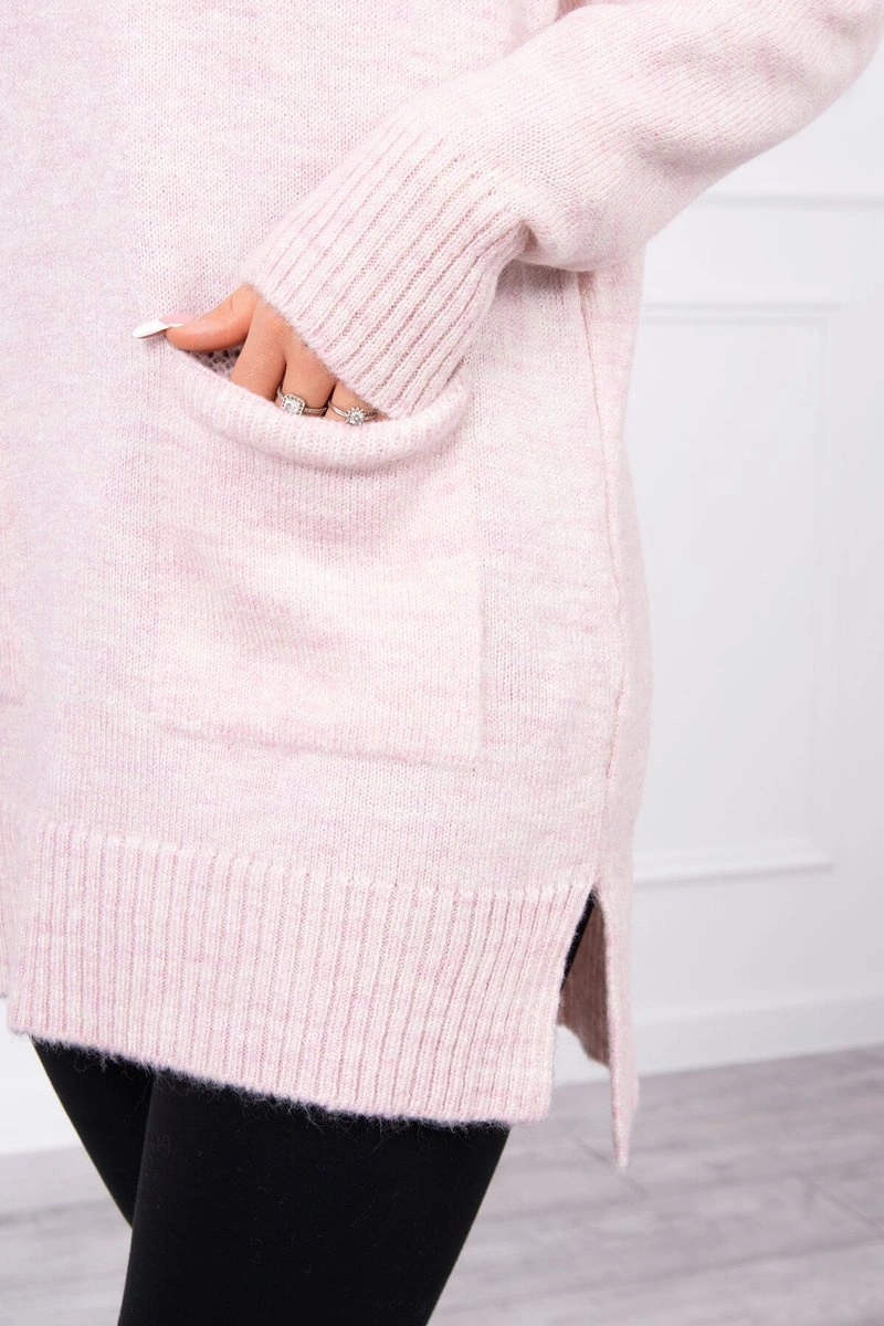 Kesi Sweater with stand-up collar light powdered pink