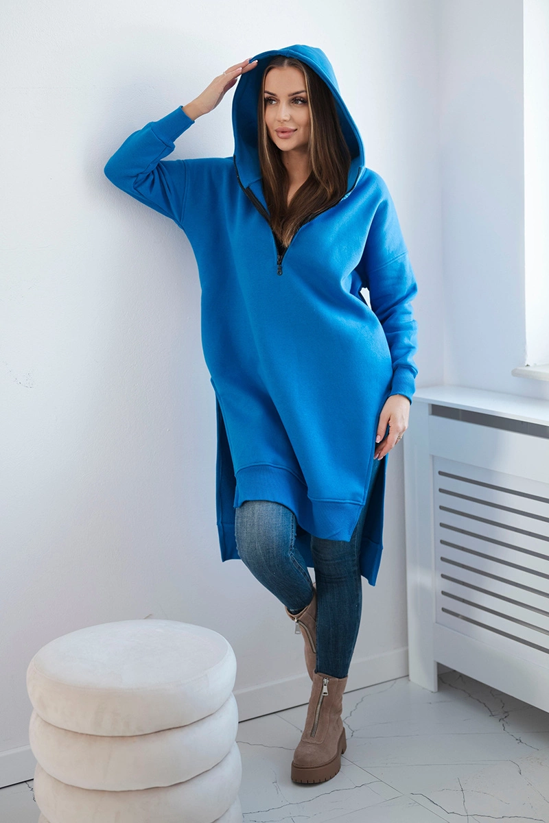 Insulated sweatshirt with side slits purple blue