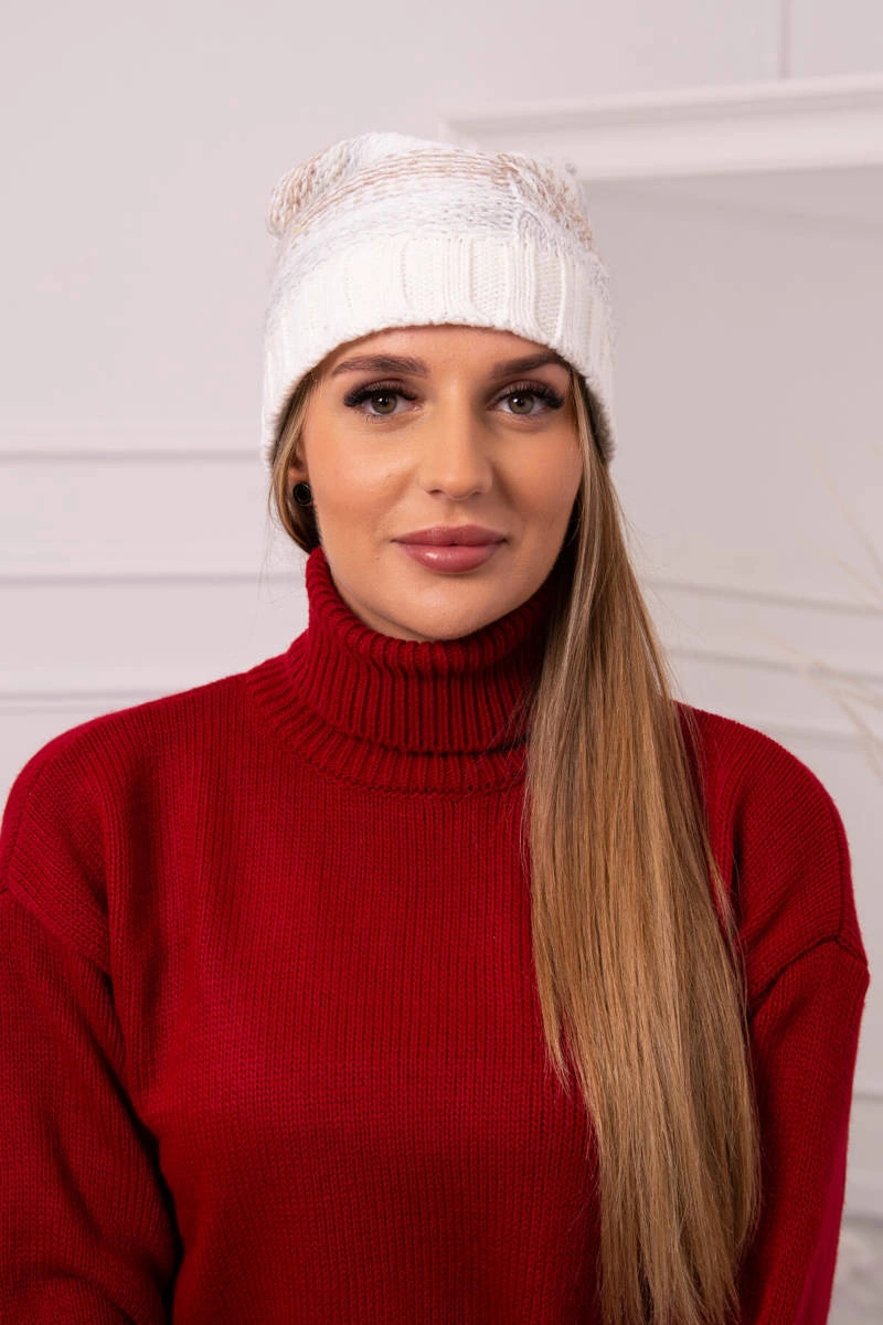 Kesi Čapica s fleece Monika K256 tmavo béžová+ecru