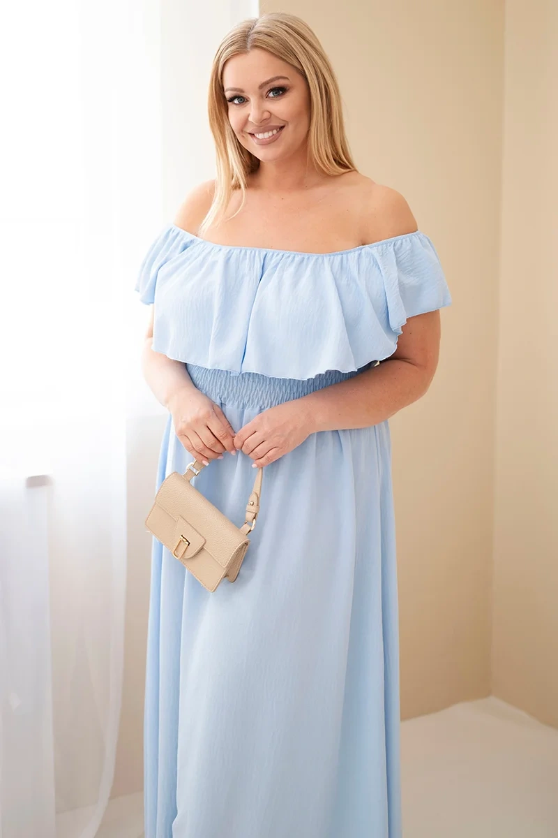 Kesi Maxi šaty s volánem a elastickým pasem - modré