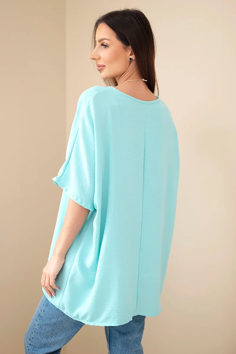 Kesi Włoski oversized top s príveskom mätový