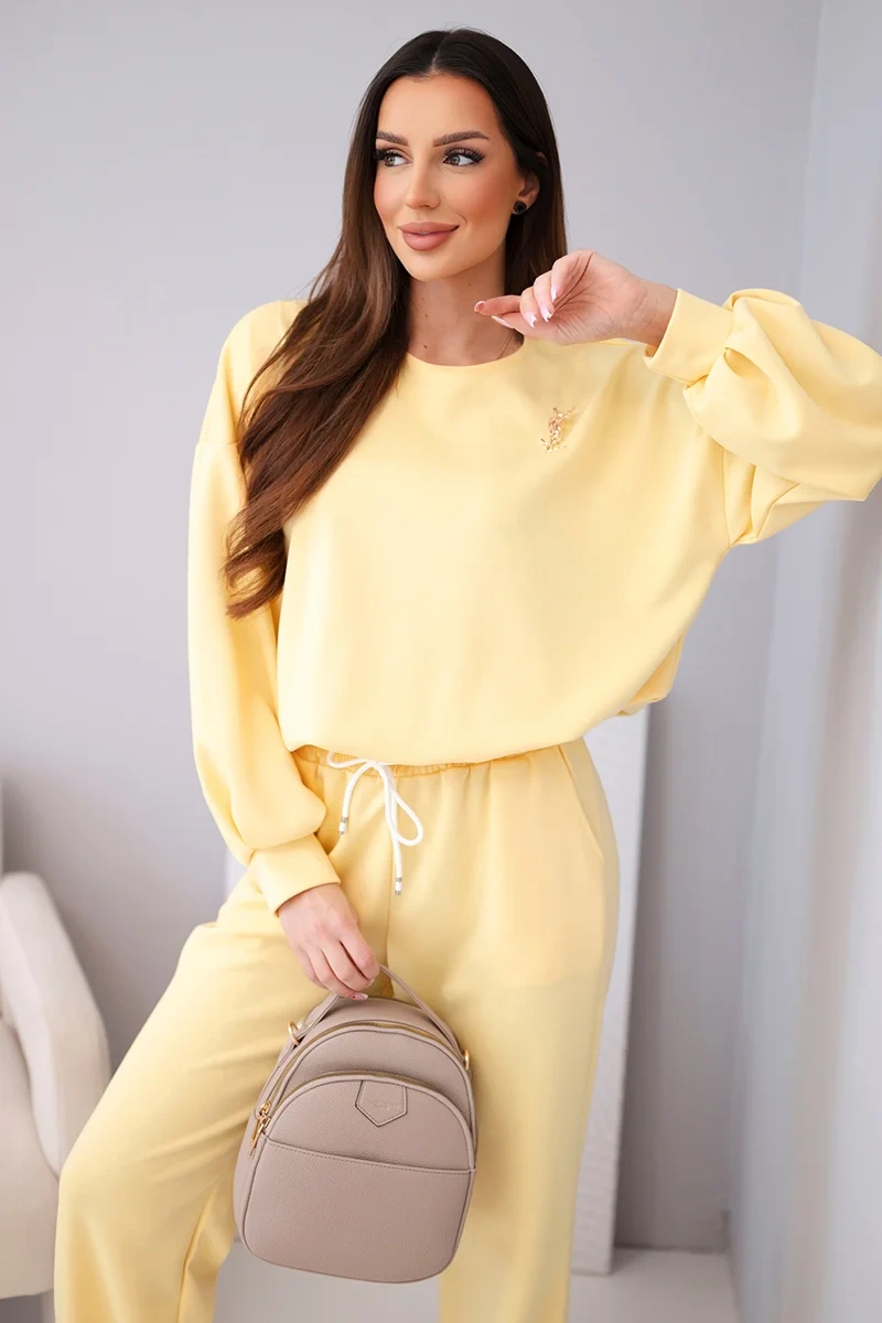 Дамски комплект Kesi с брошка в нюанси на масло и лимон