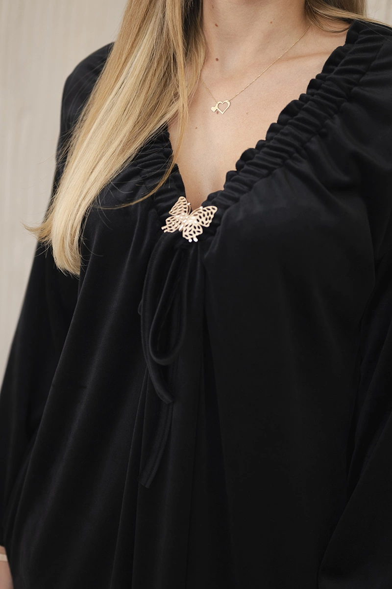 Kesi Włoski Velour dress with V-neck black