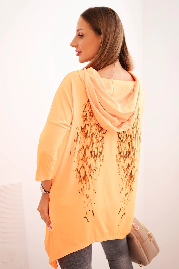 Sweatshirt with wing print orange neon