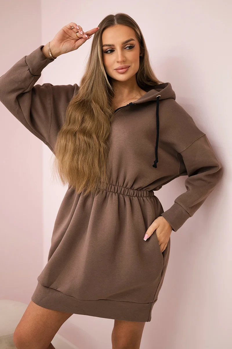 Insulated mocha hooded dress