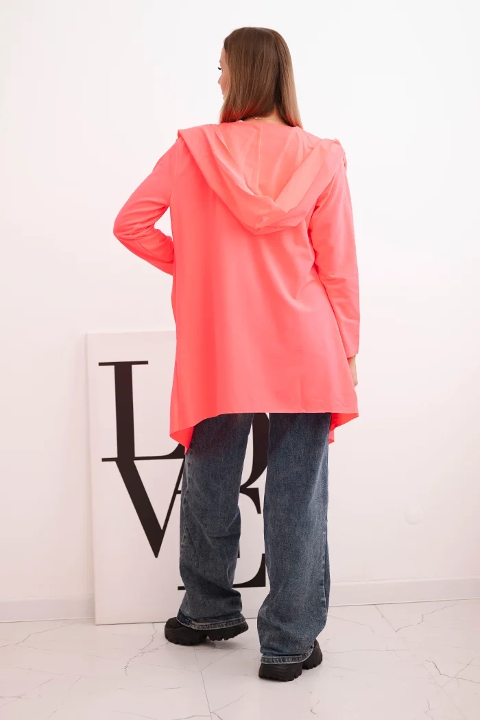 Cape with loose hood pink neon color