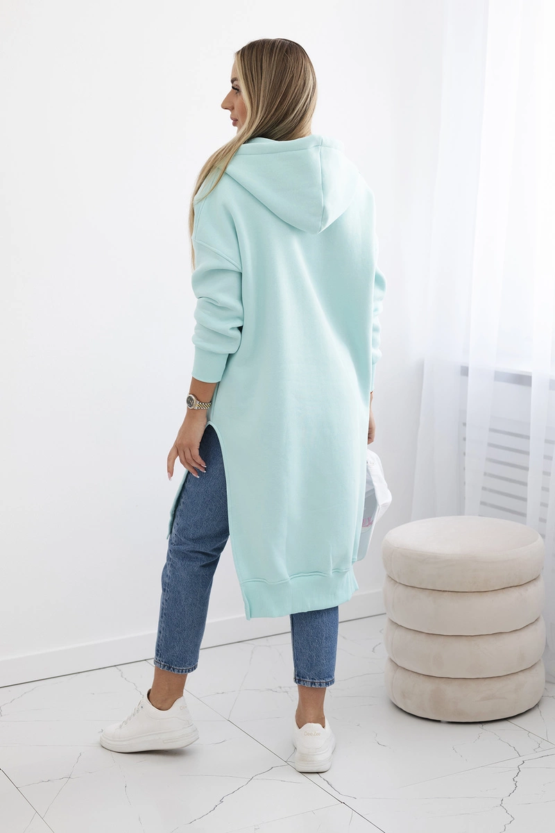 Women&#039;s insulated sweatshirt with slits on the sides - mint