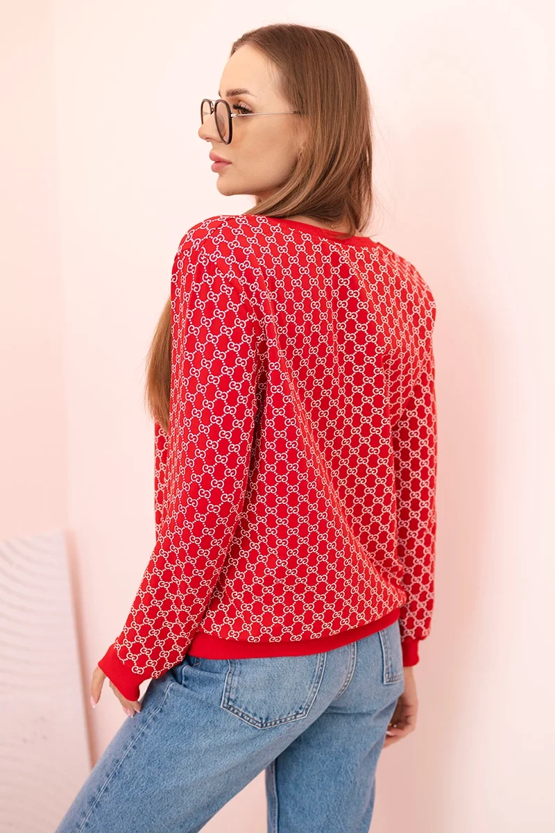 Kesi Women's sweatshirt with a print and a round neckline red