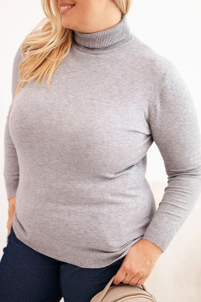 Kesi Włoski Plus Size women's sweater in a classic cut gray