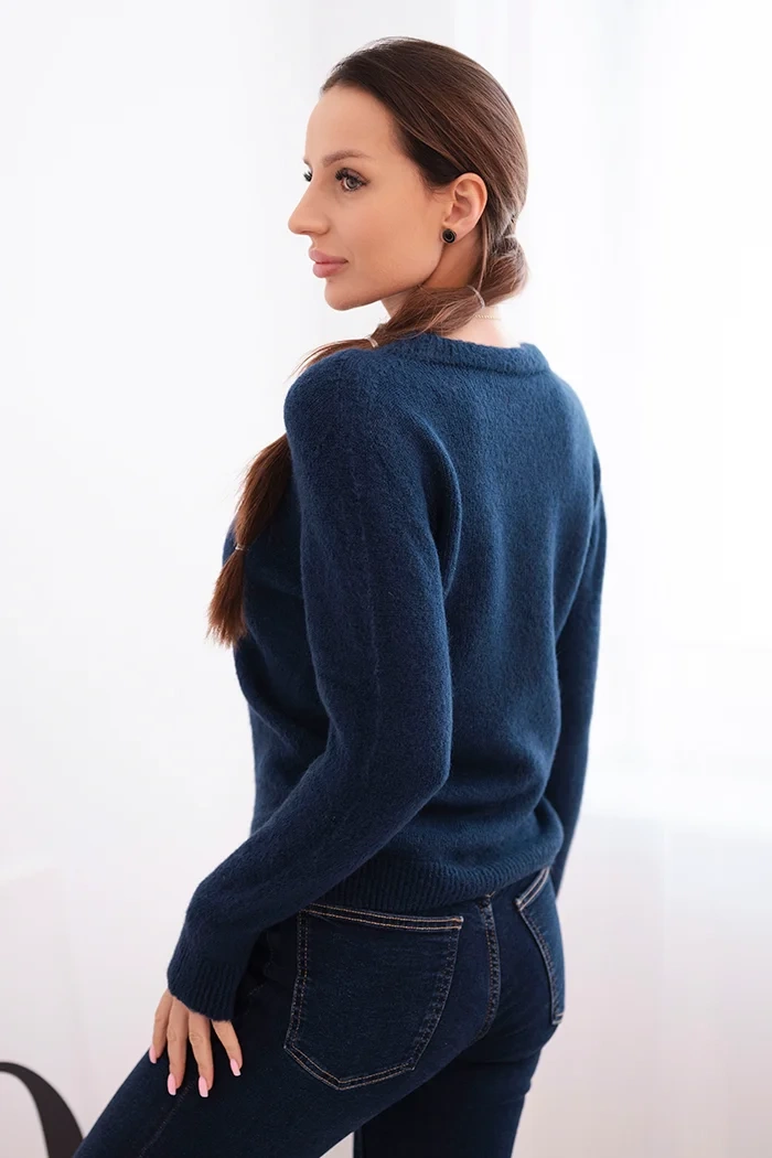 Kesi Włoski Women&#039;s sweater made of baby alpaca with long sleeves navy