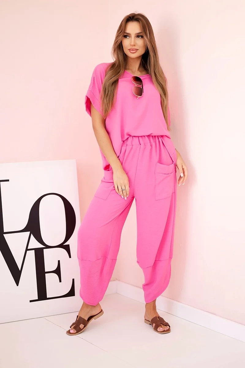 Kesi Włoski Viscose blouse + pants set pink