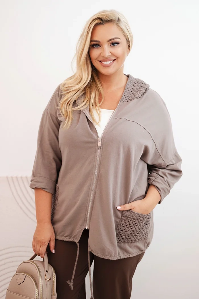 Kesi Włoski Women's Plus Size oversized cotton sweatshirt long sleeve fango