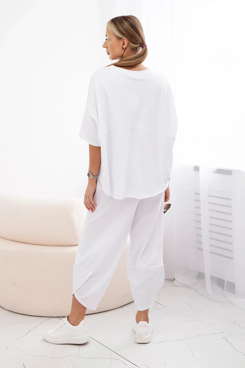Women's set blouse + trousers - white