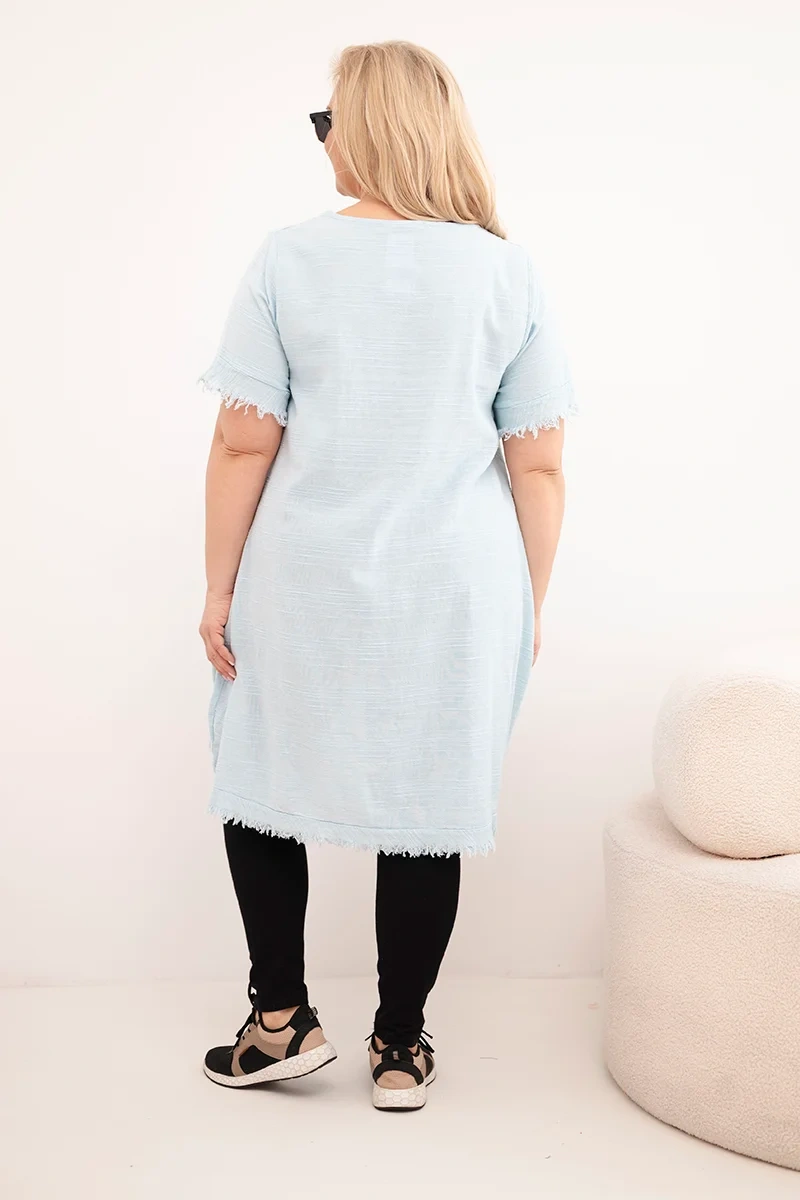 Kesi Włoski bavlnené plus size šaty s dlhším chrbtom a vreckom