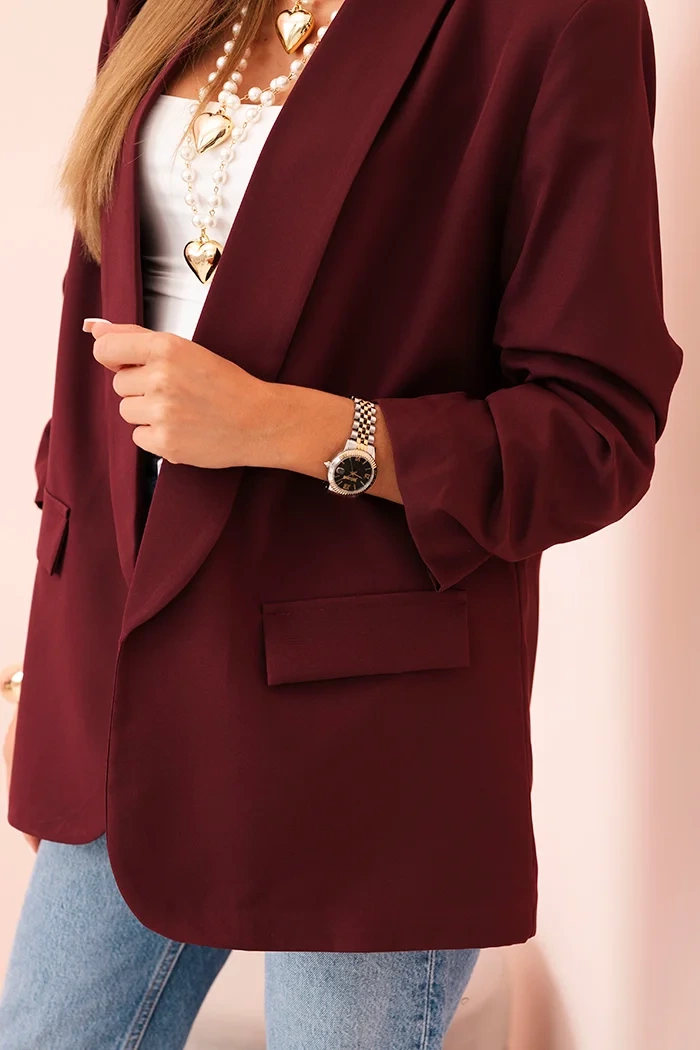 Kesi Włoski Elegant blazer with lapels burgundy