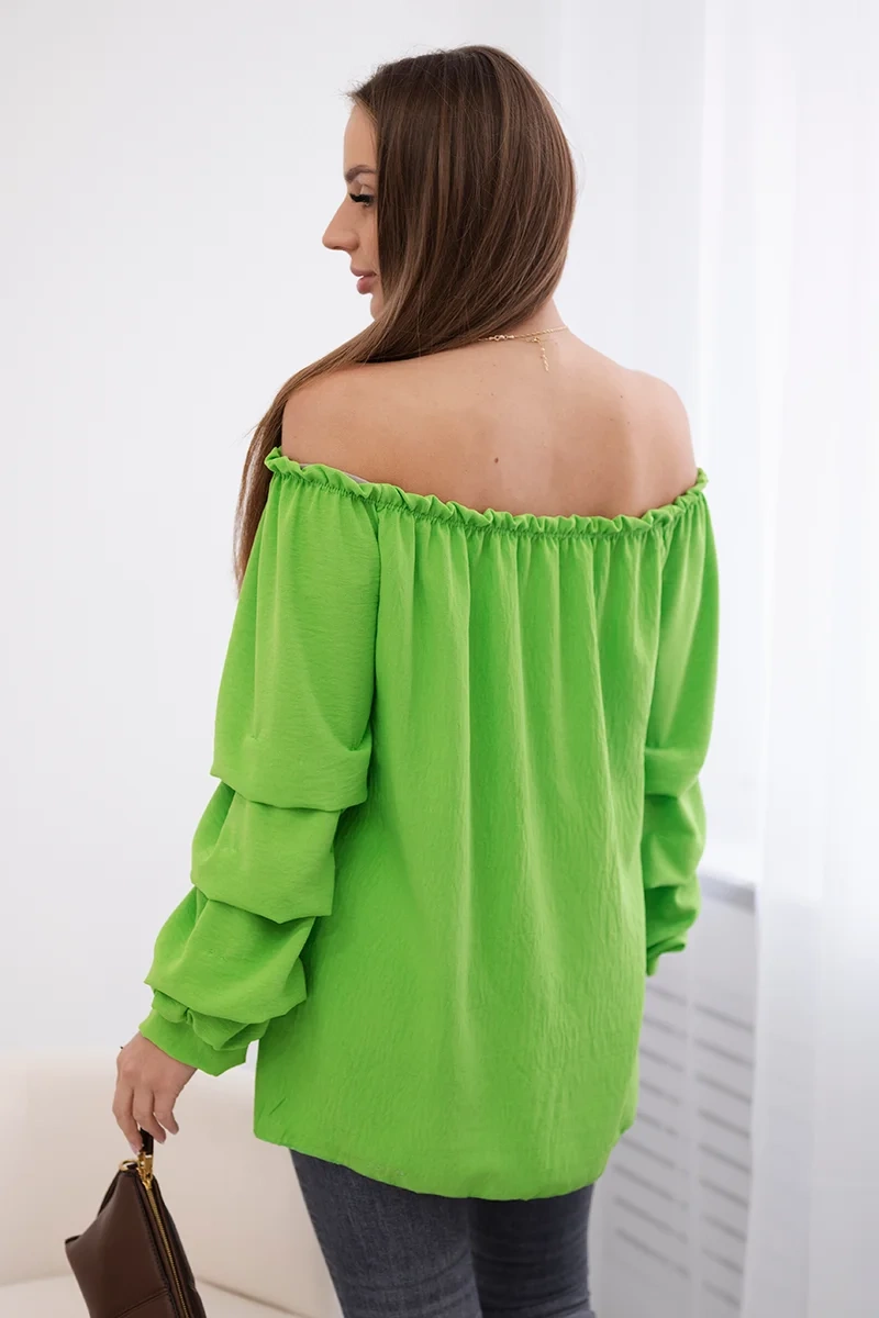 Spanish blouse with decorative sleeves bright green