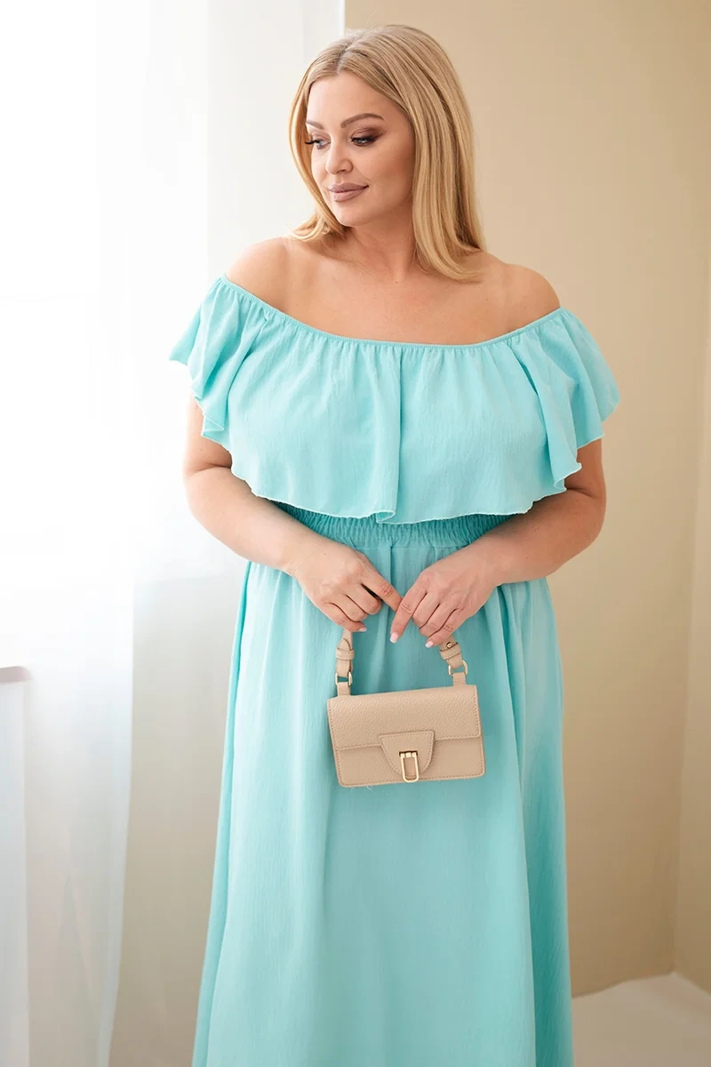 Maxi šaty s volánem a elastickým pasem