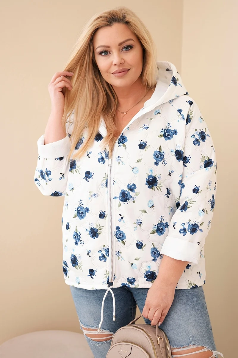 Дамско ватирано яке с флорален мотив