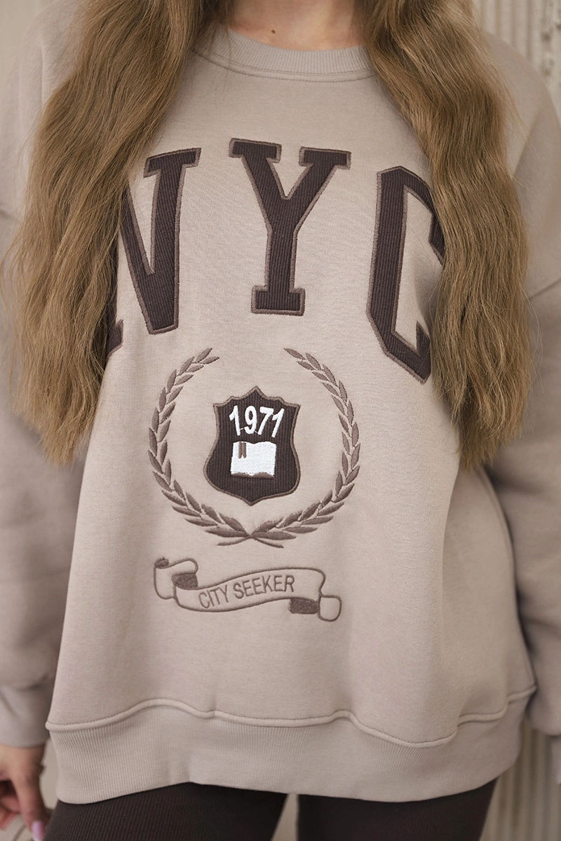 Cotton set insulated sweatshirt + leggings light beige