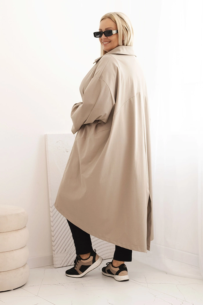 Kesi Włoski Plus Size women's cardigan Punto with cotton and buttons fango