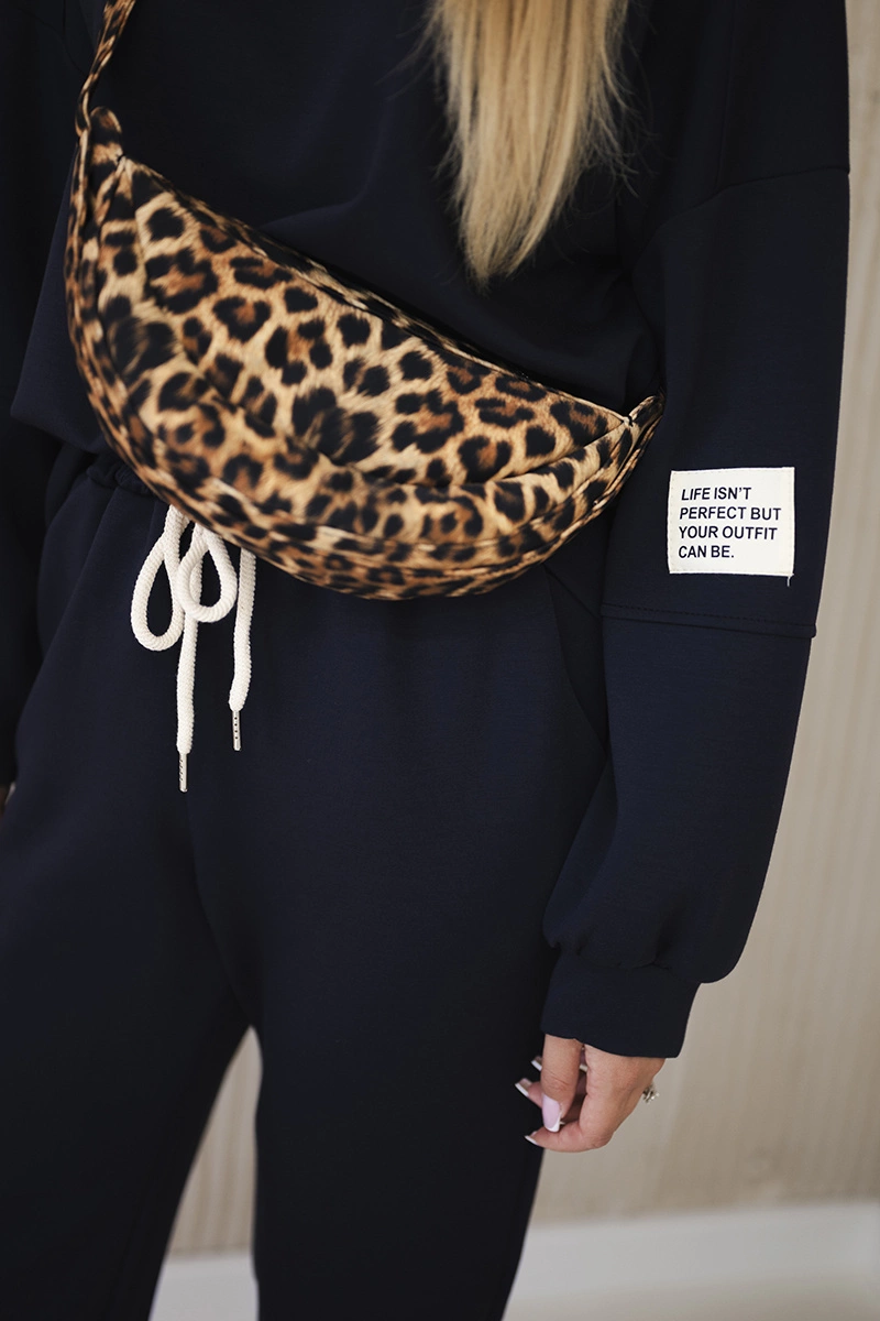 Włoski Viscose set sweatshirt + pants navy blue